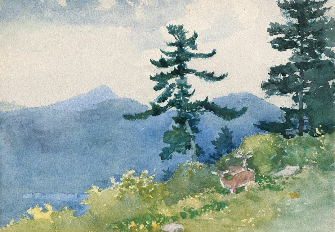 Aquarelle de voyage : paysage de montagne peint sur le motif